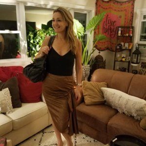 L.A.M.B copper side ruched skirt